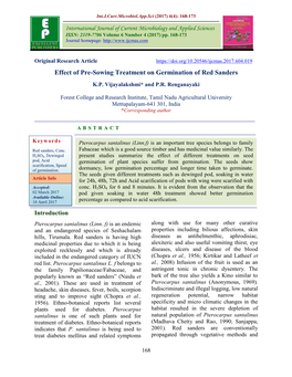 Effect of Pre-Sowing Treatment on Germination of Red Sanders