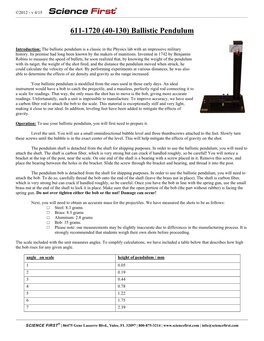 611-1720 (40-130) Ballistic Pendulum