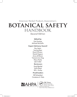 BOTANICAL SAFETY HANDBOOK Second Edition