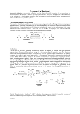 Asymmetric Synthesis