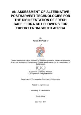 An Assessment of Alternative Postharvest Technologies for the Disinfestation of Fresh Cape Flora Cut Flowers for Export from South Africa