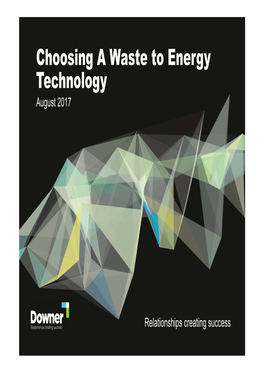 Factors in Choosing a Waste to Energy Technology