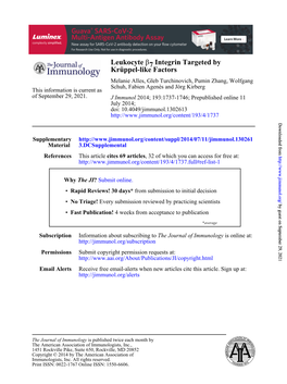 Krüppel-Like Factors Integrin Targeted by 7Β Leukocyte