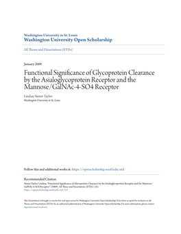 Functional Significance of Glycoprotein Clearance by The