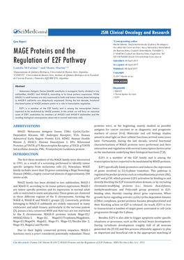 MAGE Proteins and the Regulation of E2F Pathway