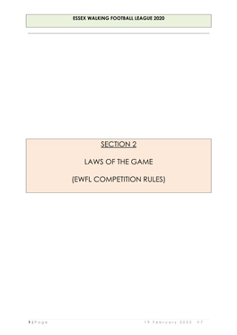 Section 2 Laws of the Game (Ewfl Competition Rules)