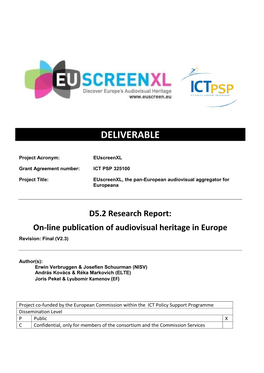 On-Line Publication of Audiovisual Heritage in Europe Revision: Final (V2.3)