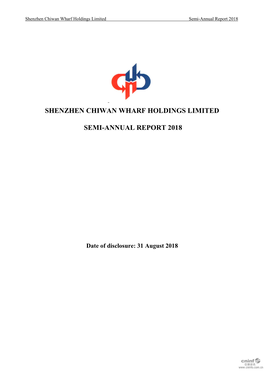 Shenzhen Chiwan Wharf Holdings Limited Semi-Annual Report 2018