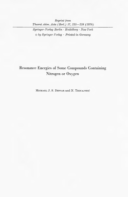 Resonance Energies of Some Compounds Containing Nitrogen Or Oxygen