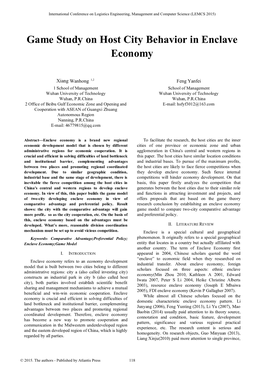 Game Study on Host City Behavior in Enclave Economy