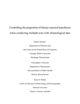 Controlling the Proportion of Falsely-Rejected Hypotheses When Conducting Multiple Tests with Climatological Data