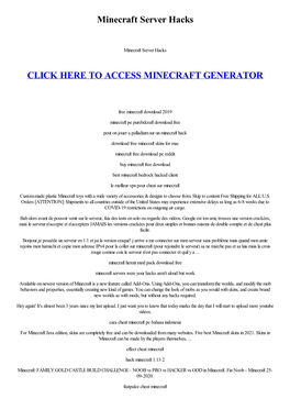 Minecraft Server Hacks