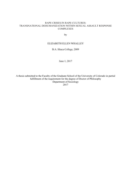 Rape Crises in Rape Cultures: Transnational Dehumanization Within Sexual Assault Response Complexes