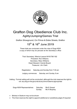 Grafton Dog Obedience Club Inc. Agility/Jumping/Games Trial