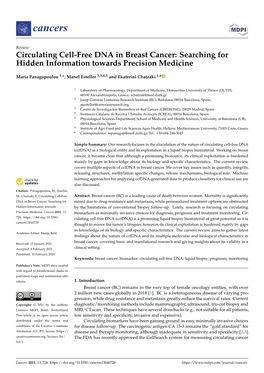 Circulating Cell-Free DNA in Breast Cancer: Searching for Hidden Information Towards Precision Medicine