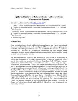 Epidermal Features of Lotus Oroboides =Ottleya Oroboides (Leguminosae: Loteae)