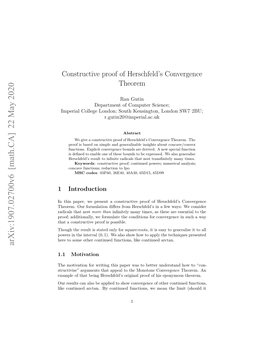 Constructive Proof of Herschfeld's Convergence Theorem