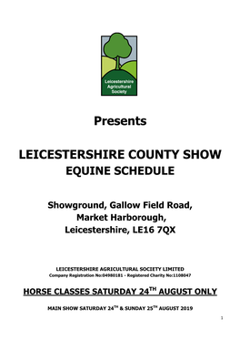 Presents LEICESTERSHIRE COUNTY SHOW