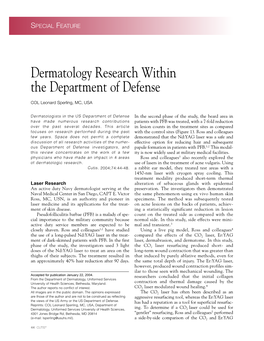 Dermatology Research Within the Department of Defense