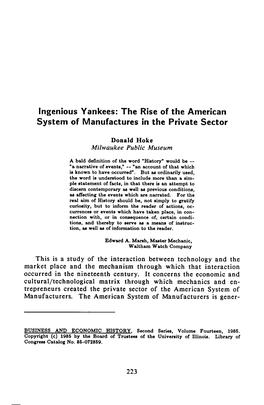 The Rise of the American System of Manufactures in the Private Sector