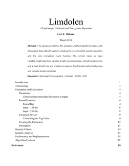 Limdolen a Lightweight Authenticated Encryption Algorithm