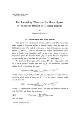 On Imbedding Theorems for Besov Spaces of Functions Defined in General Regions