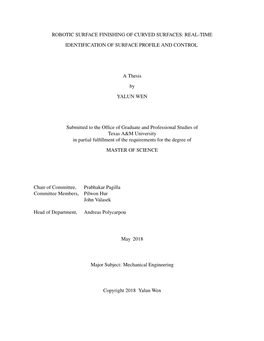 Robotic Surface Finishing of Curved Surfaces: Real-Time Identification of Surface Profile and Control