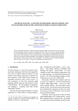 Ion Beam Analysis : a Century of Exploiting the Electronic and Nuclear Structure of the Atom for Materials Characterisation