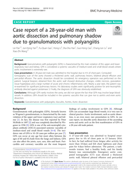 Case Report of a 28-Year-Old Man with Aortic Dissection and Pulmonary