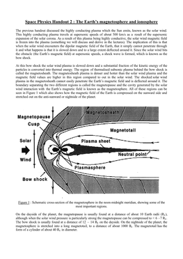 Space Physics Handout 2 : the Earth's Magnetosphere And