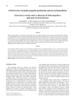 A Brief Review on Hydroxyapatite Production and Use in Biomedicine