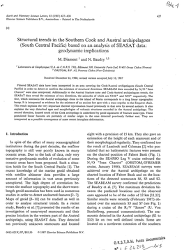 Structural Trends in the Southern Cook and Austral Archipelagoes (South Central Pacific) Based on an Analysis of SEASAT Data: I I Geodynamic Implications I ~I M