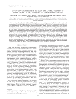 Effect of Water Resource Development and Management on Lymphatic Filariasis, and Estimates of Populations at Risk