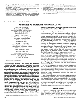 Citrumelos As Rootstocks for Florida Citrus