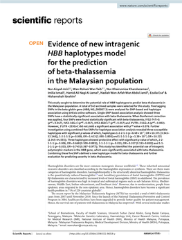 Evidence of New Intragenic HBB Haplotypes Model for the Prediction