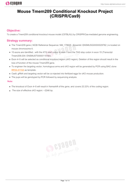 Mouse Tmem209 Conditional Knockout Project (CRISPR/Cas9)