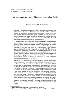 Approximatting Rings of Integers in Number Fields