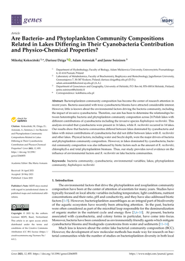 And Phytoplankton Community Compositions Related in Lakes Differing in Their Cyanobacteria Contribution and Physico-Chemical Properties?