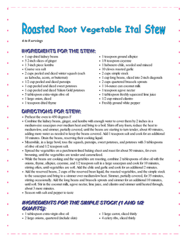 Roasted Root Vegetable Ital Stew