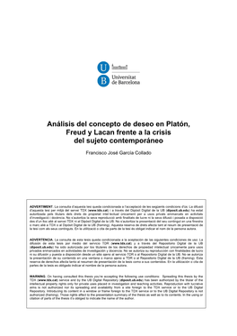 Análisis Del Concepto De Deseo En Platón, Freud Y Lacan Frente a La Crisis Del Sujeto Contemporáneo