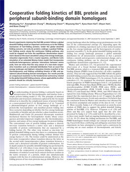 Cooperative Folding Kinetics of BBL Protein and Peripheral Subunit-Binding Domain Homologues