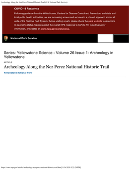 Archeology Along the Nez Perce National Historic Trail (U.S