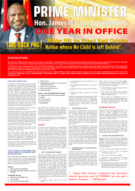 Hon. James Marape Government ONE YEAR in OFFICE “Making PNG the Richest Black Christian TAKE BACK PNG! Nation Where No Child Is Left Behind”