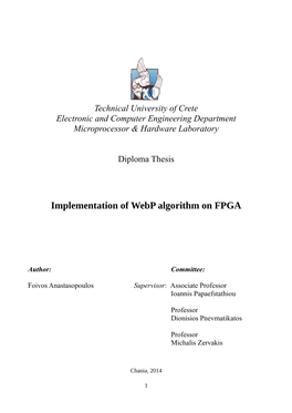 Implementation of Webp Algorithm on FPGA