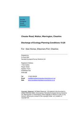 Chester Road, Walton, Warrington, Cheshire Discharge of Ecology