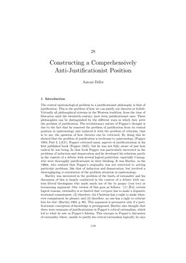 Constructing a Comprehensively Anti-Justificationist Position