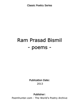 Ram Prasad Bismil - Poems