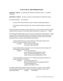 Analytical Methodologies