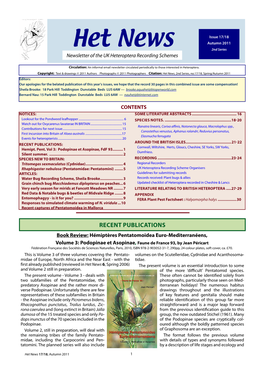 Het News 2Nd Series Newsletter of the UK Heteroptera Recording Schemes