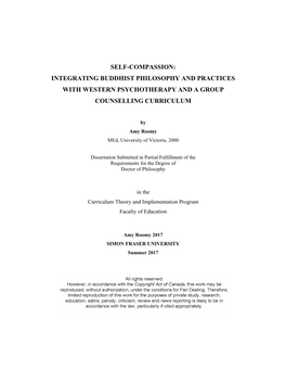 Self-Compassion: Integrating Buddhist Philosophy and Practices with Western Psychotherapy and a Group Counselling Curriculum